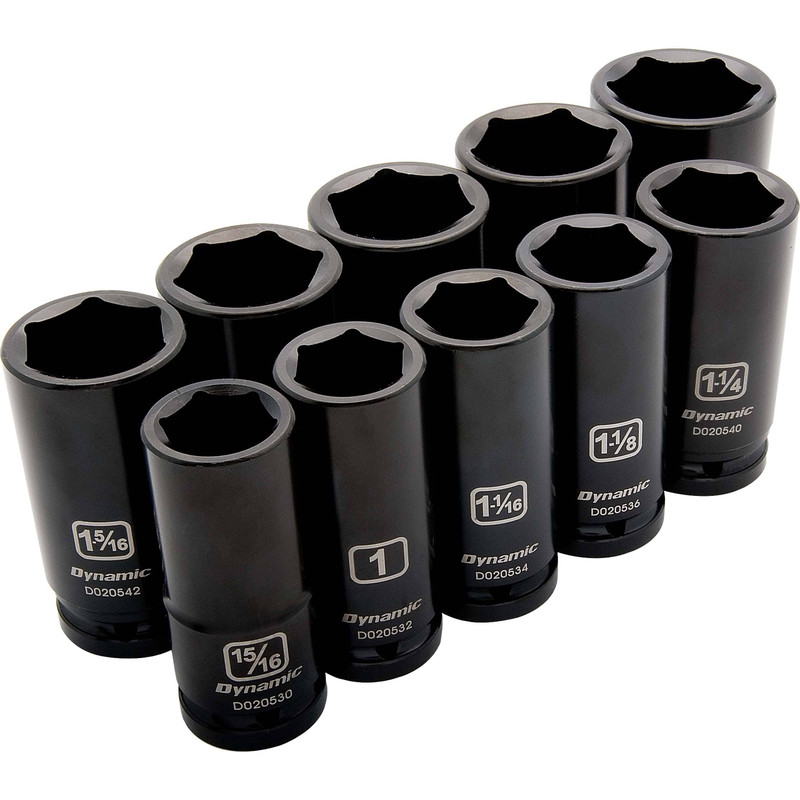 3/4" Drive 10pc 6-Point Deep Impact SAE Socket Set, 15/16" - 1-5/8"